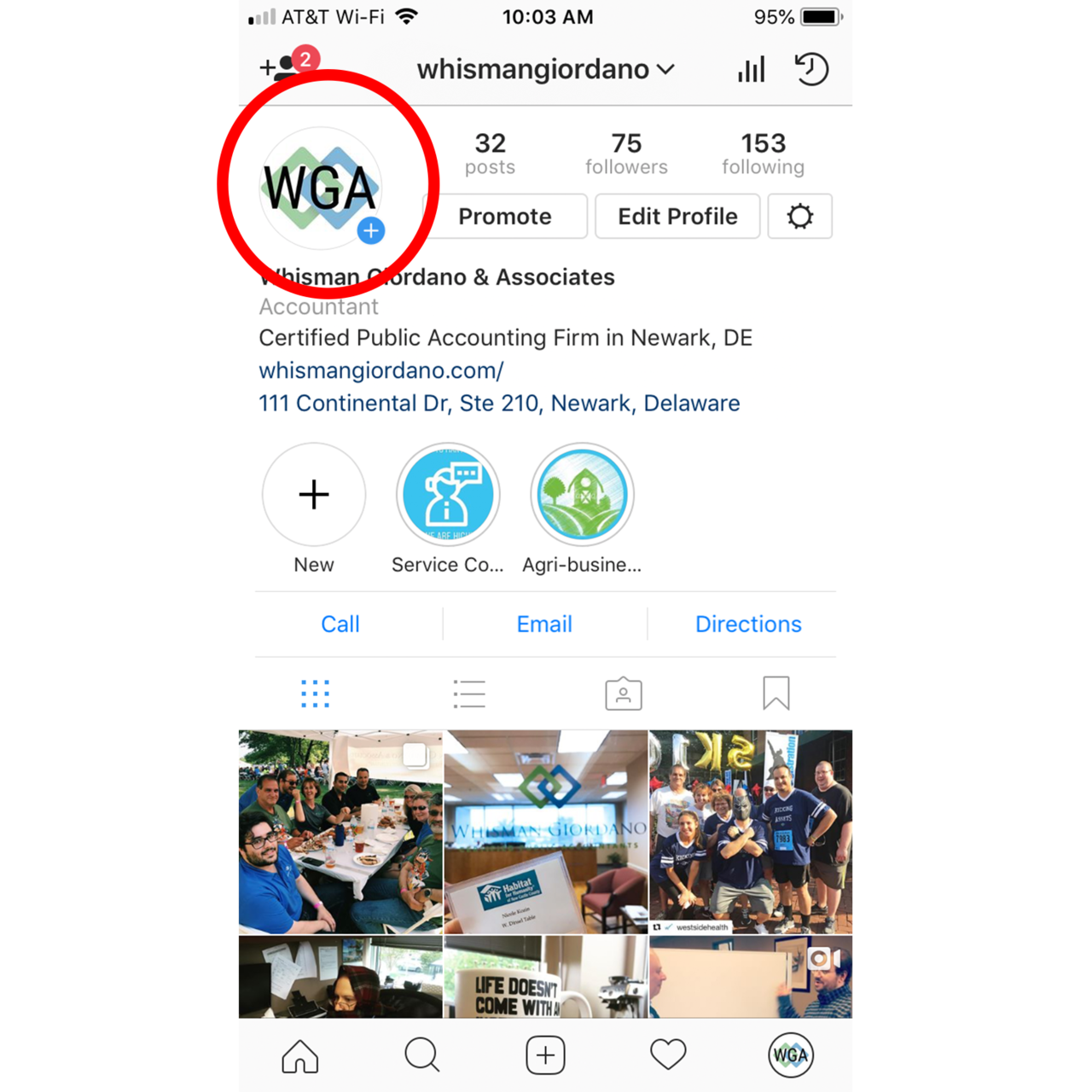 that is your instagram icon this icon should include a clear picture of your company symbol or logo so when people come to your page they have an idea - what order is instagra!   m following in